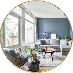 HBCY Creations Circle Wall Mirror Inch Round Wall Mirror for Entryways, Washrooms, Living Rooms and More (Gold, 24", framed)-image-89