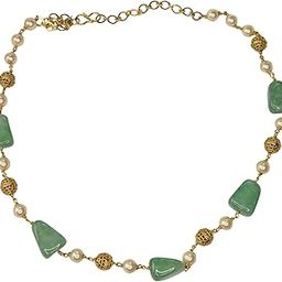 Elegant Pearl and Gemstone Necklace, Gold-Toned Chain with Coloured Stone Accents, 4 Styles Available-image-66