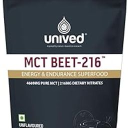 Unived MCT Beet-216 | Energy & Endurance Superfood | Pure MCT 4.6g 70/30 C8:C10 & 216mg Dietary Nitrates | Vegan & Keto Friendly | 200g-12