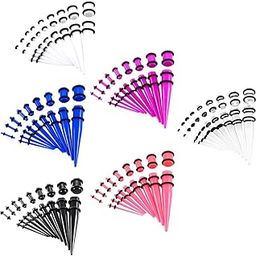 18 Pieces Ear Gauges Stretching Kit Plugs Taper 14G-00G Expanders White-image-43