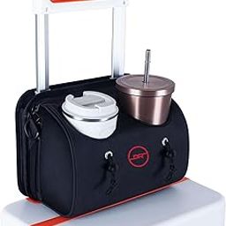 DOUBLE R BAGS Luggage Travel Cup Holder with Luggage Straps Free Hand Caddy Holder Travel Accessories Gift for Flight Attendants Businessmen Travelers Fits Roll on Suitcase Handles. (TrolyORG_Black-1)-image-59