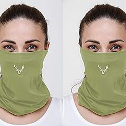 Jigyaasaa Olive Green & Olive Green Face Mask for Sun Protection Use/Muffler Cap/Bike Ridding for Girls/Boys(Set of 2)-23