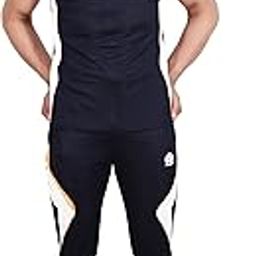 Lycra Track Suit For Men | Men's Half Sleeves Summer Sports Dryfit Track suit | Regular Fit Tracksuit For Boys | Workout/Gym Running Sports Track Suit | T-shirt & Pajama/Lower Set | L, Blue-picture-26