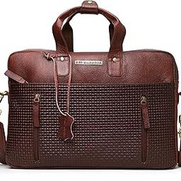Genuine Leather Laptop bag for Men, 15.6 inch Office Bag for Man with Adjustable straps, Multiple Compartments and Rainproof zippers for Office, Travel & Daily Use (RH004)-image-61