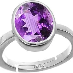 Amethyst 5.5cts or 6.25ratti 92.5 Sterling Silver Adjustable Ring for Women-image-44