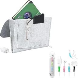 CoolKraft Bedside Caddy Organizer, Multi Compartment Organizer, Bunk Bed Night Hanging holder, College Hostel Bedside Storage 32x10x20 cm (Grey)-image-39