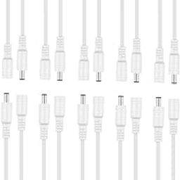 Gajrup DC Power Cords & Extension Cords Male and Female for CCTV Camera LED Strip - White - Pair of-10-image-85