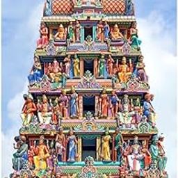 zeonely mart Temple Backdrop Cloth for Decoration |Temple Backdrop for Pooja |Temple gopuram Backdrop for Decoration (8_5 FT) Multi Colour-20
