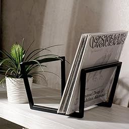 INDIDECOR 46377 Metal vinyl storage // Smart space saving record holder // Black steel stand-image-96