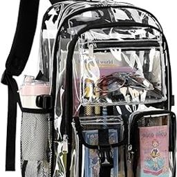 Clear Backpack for Girls and Women, School bag, heavy-duty PVC Backpack,Bookbag (18 x14 x8) inches-image-51