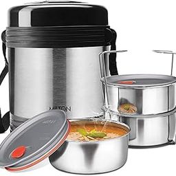 MILTON Legend Deluxe 3 Stainless Steel Containers with Steam Vent 200 ml Each, Hot & Cold Leak-Proof Insulated Lunch Box for Office, College, Picnic, Silver-27
