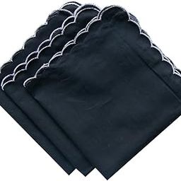 Deeorla White Embroidered Scalloped Handkerchiefs Cotton Wedding Handkerchief Hankies, Black-3pcs, One Size-image-41