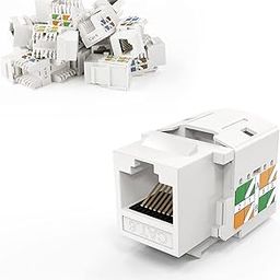 RIVER FOX® Cat6 / RJ45 Keystone Module White Connector, CAT6 Lan I/O Punch Down Network (PACK OF 20 SET)-31