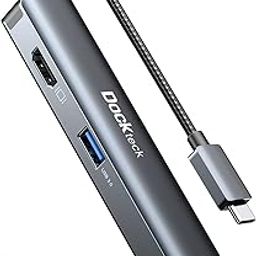 Dockteck USB C Hub Ethernet Adapter, 5-in-1 USB C Hub Multiport Adapter 4K 60Hz HDMI, Gigabit Ethernet, 3 USB 3.0 Ports, Type C Dongle for MacBook Pro/Air, iPad Pro, Surface Go XPS Pixelbook Laptop-image-85