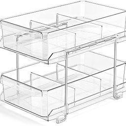Primeway® 2 Tier Organizer with Slide-Out Storage Containers and Dividers | Kitchen | Bathroom | Refrigerator | Closet| Pantry | Medicine | Cabinet | Office Desktop | Plastic | Transparent Shelf-image-27