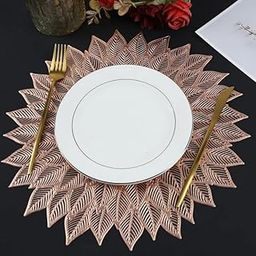 HomeCloud Table mat Round Shape| Table mat Round | Cutwork Design mat | Dining Table mats | Dressing Table MATS | Bed Side Table mats (Flower_Rosegold, 1)-image-64