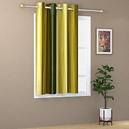 YUKANY Abstract Long Crush Stripped Eyelet Polyester Curtains - 1 Piece (Green, Window_5 Feet)-image-24