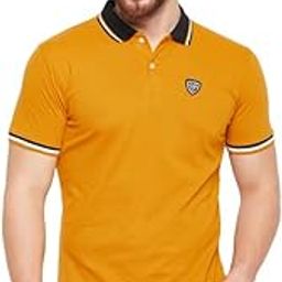 Men Mustard Cotton Blend Polo Neck Half Sleeve Solid T-Shirt (P_MTSH00317_Mustard)-17