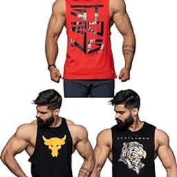 /Sleeveless/Gym/Vest for Men Pack of 3-mlticlrd-PRM-L Multicolour-image-5