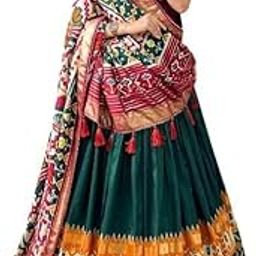 Women's Lehenga Choli | Tussar Silk With Patola Print with Foil Work With Solid And Unstitched Blouse Lehenga Choli With Dupatta-picture-10