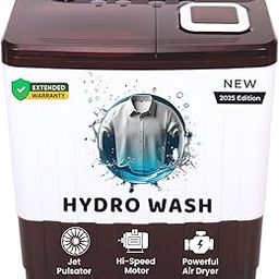 ionstar 10 KG 2025 Hydro Wash Semi Automatic Washing Machine | Magic Filter | Jet Pulsator | Air Dryer | Buzzer | Double WaterFall | Extended Warranty - Burgundy-picture-13