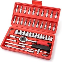 Whixant 46 In 1 Pcs Tool Kit & Hand Tool Kit Wrench Set, Multi Purpose Combination Tool Case, Precision Socket Set, Screwdriver and Socket Set, Bike Tool Kit Set All Bike, Car Tool Kit Set-100