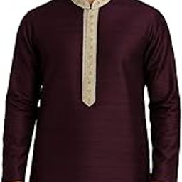 Pulse Weaves Men's Ethnic Unstitched Kurta Fabric, Poly Raw Silk with Santun Silk, 3 Meters, Wine, Up to 5XL-image-74