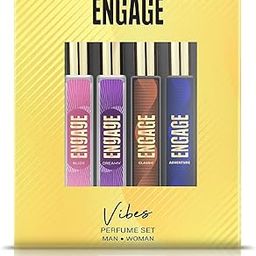Engage Vibes Perfume Spray Set for Men & Women, Travel Sized, Assorted Pack, Long Lasting, Ideal Valentine Gift, Birthday Gift, 25mlX4-5