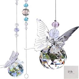 H&D HYALINE & DORA 30mm Handmade Butterfly Crystal Ball Prism Rainbow Maker Hanging Suncatcher Home Decoration-image-17