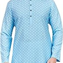 Men's Cotton Blend Printed Knee Length Kurta-image-19