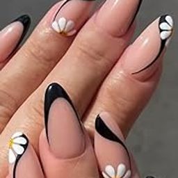 NailsOnTheGo Women’s Premium Reusable Set of 20 Artificial Press On Fake Nails | Nail Extension || Lightweight & Long Lasting Press On | Hand Made (Black, Medium) PO-MR-108-image-1