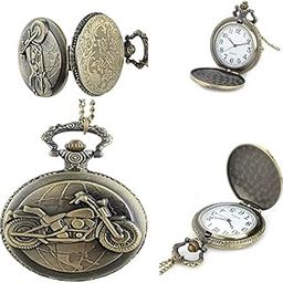 Quartz Motorbike Keychain/Keyring/Antique Pocket Watch Pendant with Chain, Round Dial Analogue Locket, Birthday Gift for Husband/Boys/Boyfriend/Friends/Girlfriend, Gift for Anniversary-image-65