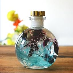 myBageecha- Ocean's Trove Preserved Flower Tabletop Natural Long Lasting Beautiful Real Flower Home Interior Decor Desk Mini Garden Decoration Herbarium Eco-Friendly Gift Glass Blue 12 cm x 9 cm-image-89