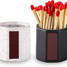 2 Pack Match Holder With Striker - Anise Match Cloche - Black and White Matches for Candles & Bathroom-image-54