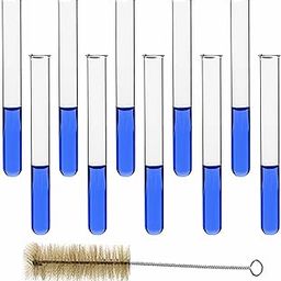 VVS Borosilicate Glass Test Tube with Cleaning Brush - Set of 11 (10 test tube And Brush) (15X125) For Lab Laboratory, School, College And Professional use-19