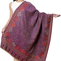 Royal Blue Polywool Paisley Shawl Floral Pattern | 40 X 80 Inches | Full Size Shawl-picture-14