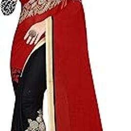 Printed, Floral Print Georgette Saree (Red)-picture-16