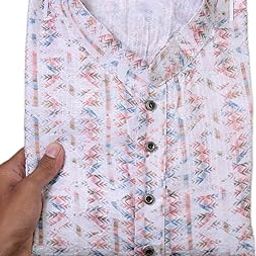 Men's Traditional Cotton Floral Printed Only Kurta Festival Traditional Party Causal (in, Alpha, M, Regular, MC_12 White)-image-90