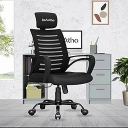 beAAtho® Verona Mesh High Back Ergonomic Home Office Chair | 3-Years Limited Warranty Included | Tilting & Height Adjustable Mechanism, Heavy Duty Metal Base | Ideal for Office Work & Study (Black)-21