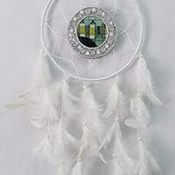 Pentbuns Wall Hanging White Color Dream Catcher with Both Side Mirror for Attracts Positive Dreams, Down & Feather-Fill White Crochet Dream Catcher-image-53