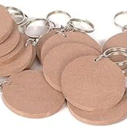 mdf Key Chains Wood Sheet Craft Circle-Shaped Key Chains For Painting Wooden Sheet Craft Set Of 40-2 In X 2 In For Decoupage Resin Art Work & Decoration (Round)-1