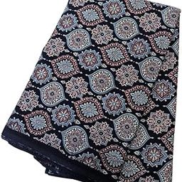Cotton Unstitched Ajrakh Fabric - Perfect For Cotton Kurti, Ladies Suit, Salwar Suit, Pant, Blouse Material, Gown, Palazzo (2.5m, Blue)-image-73
