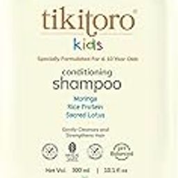 Tikitoro Kids Conditioning Shampoo for 4-10 years | pH 5.5 & Allergen-Free | Moringa, Rice Protein, Sacred Lotus Extract | No Parabens or Sulfates | 100% Vegan (300ml x 1)-24
