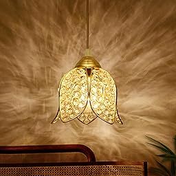 Homesake Crystal Pendant Light | Modern LED Ceiling Fixture | Chandelier Style | Warm White | Stylish Interior Lighting | Living Room, Bedroom, Dining Room Light | Contemporary Home Decor (Golden)-image-9