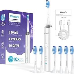 Electric Toothbrush for Adults and Kids,Rechargeable, 3 Modes, 48000 RPM, 6 Brush Heads, Battery 1 Charge Lasting for 60 Days-image-46