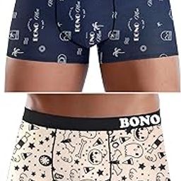 BONO Mens Underwear || Regular Fit Funky Underwear || Printed Boxer Shorts ||Trunks for Men ||Pack of 2-picture-5