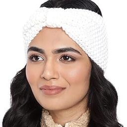 Winter Woolen Headband Earwarmer Earmuff (Handmade Womens Bow Headband) (45 White)-image-20