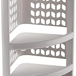 Zerya Plastic Multipurpose Wall Mount Bathroom Corner Shelf and Rack Kitchen Bathroom Storage Rack (Grey)-2