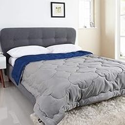 I Wish Microfibre Reversible 250 GSM AC Comforter/Blanket/Quilt/Lightweight Duvet (Grey/Blue, Twin Extra-Long)-image-54