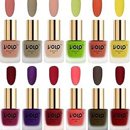 Volo Velvet Dull Matte Bold Colors Nail Polish Combo in Wholesale Rate(Light Peach, Sand Nude, Nude,Carrot Red, Metallic Dark Purple, Neon Orange, Olive Brown, 96 ml) Pack of 12-image-41